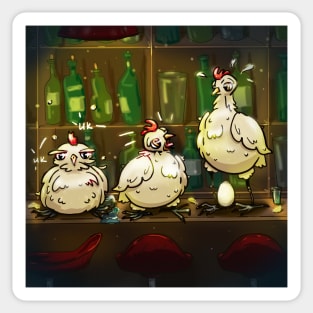 chickens in the bar Sticker